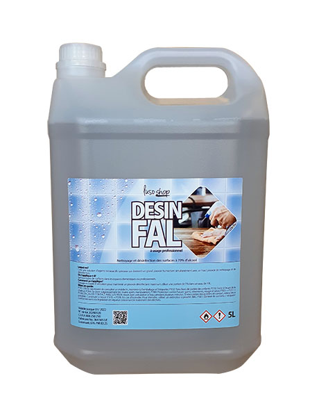 Desinfal - Désinfectant à base d'alcool - Tous types de surfaces, y compris les hôpitaux, les cliniques dentaires, les écoles, les cantines, etc. (5L)