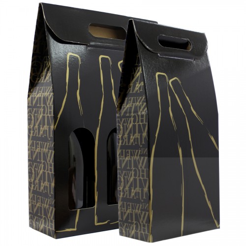 PACK 25 BOITES POUR 2 BOUTEILLES CLASSIQUE NOIR/OR
