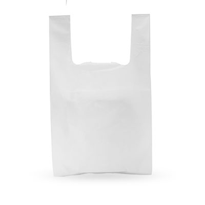 Lot de 5 kg de Sacs en plastique à poignée blanche opaque. 35 X 40 X 0,055 cm