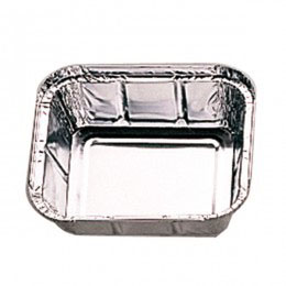 Barquette en aluminium avec couvercle 450 ml - 146 x 121 x 40 mm (100 pièces)