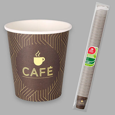 100 Gobelets jetables "Décor Café" (1.2 dl)