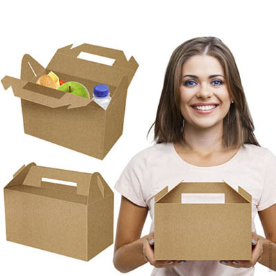 Picnic L - Boîte en carton kraft avec poignée 22x12x14 cm (100 Pièces)