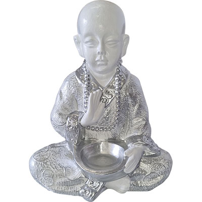 Bouddha (pour Bougie) - Blanc et Argent
