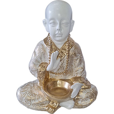 Bouddha (pour Bougie) - Blanc et Or