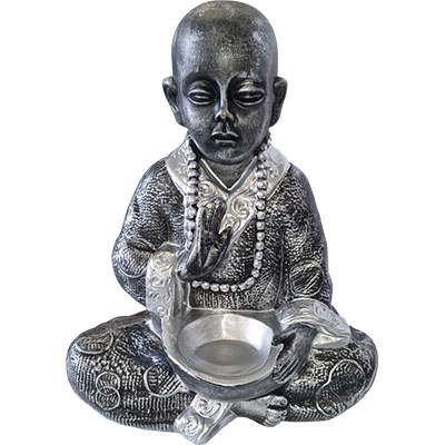 Bouddha (pour Bougie) - Noir et Argent