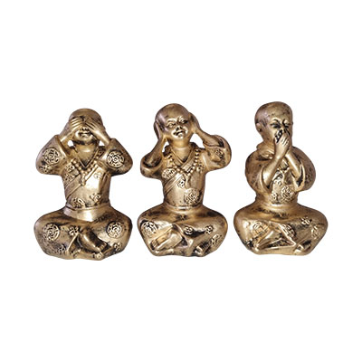 Trio de bouddhas bébés - Noir et Or