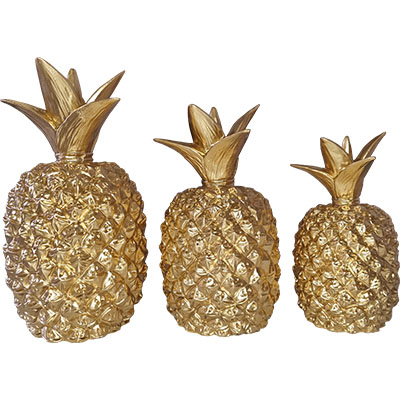 Trio d'ananas doré