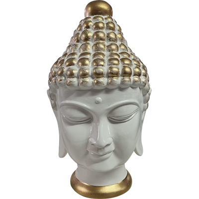 Tête de bouddha blanche et dorée